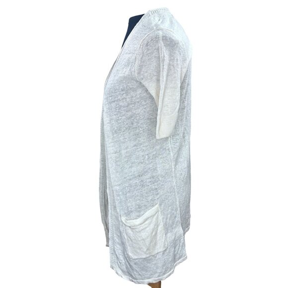 Tahari Womens Open Front Lightweight Linen Cardigan With Pockets Short Sleeves S - Picture 2 of 11